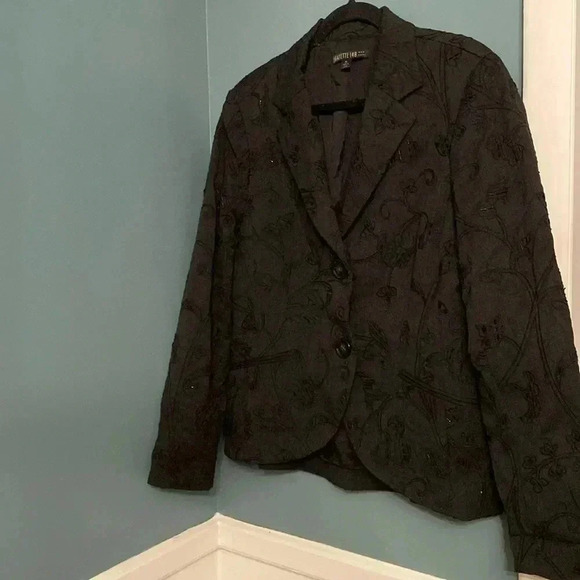 Lafayette 148 NewYork women’s wool blend blazer - size 14- black and beaded - Picture 1 of 6